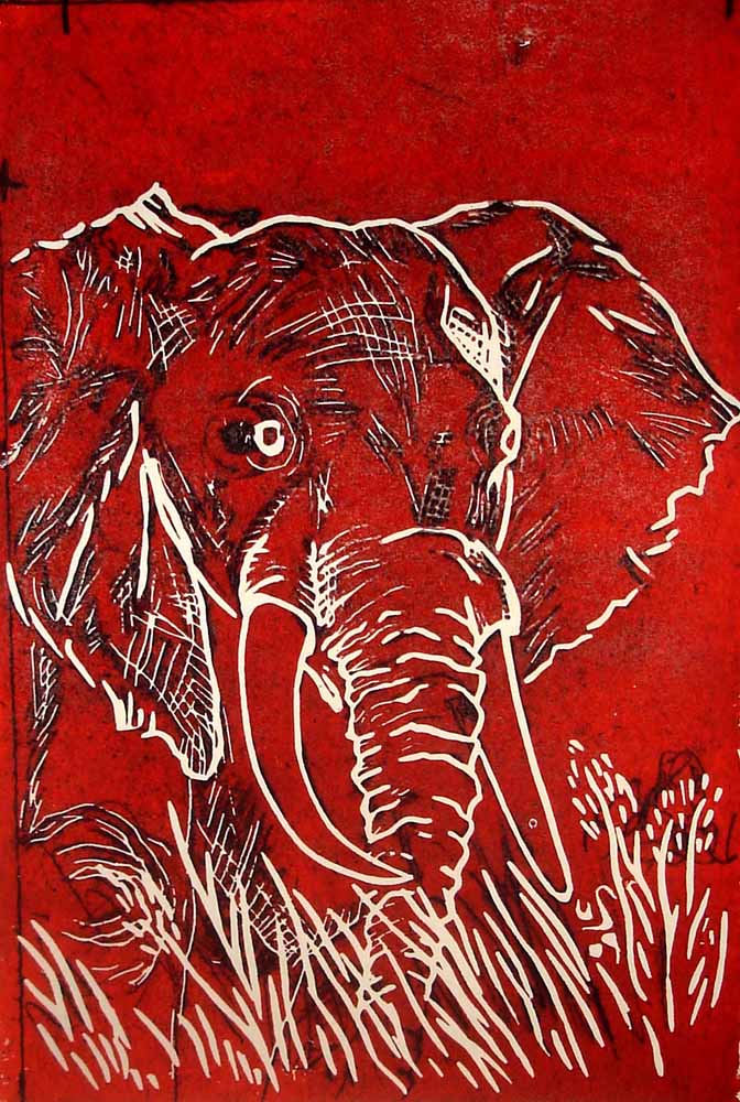 Elefant_Linoldruck_21x30 cm